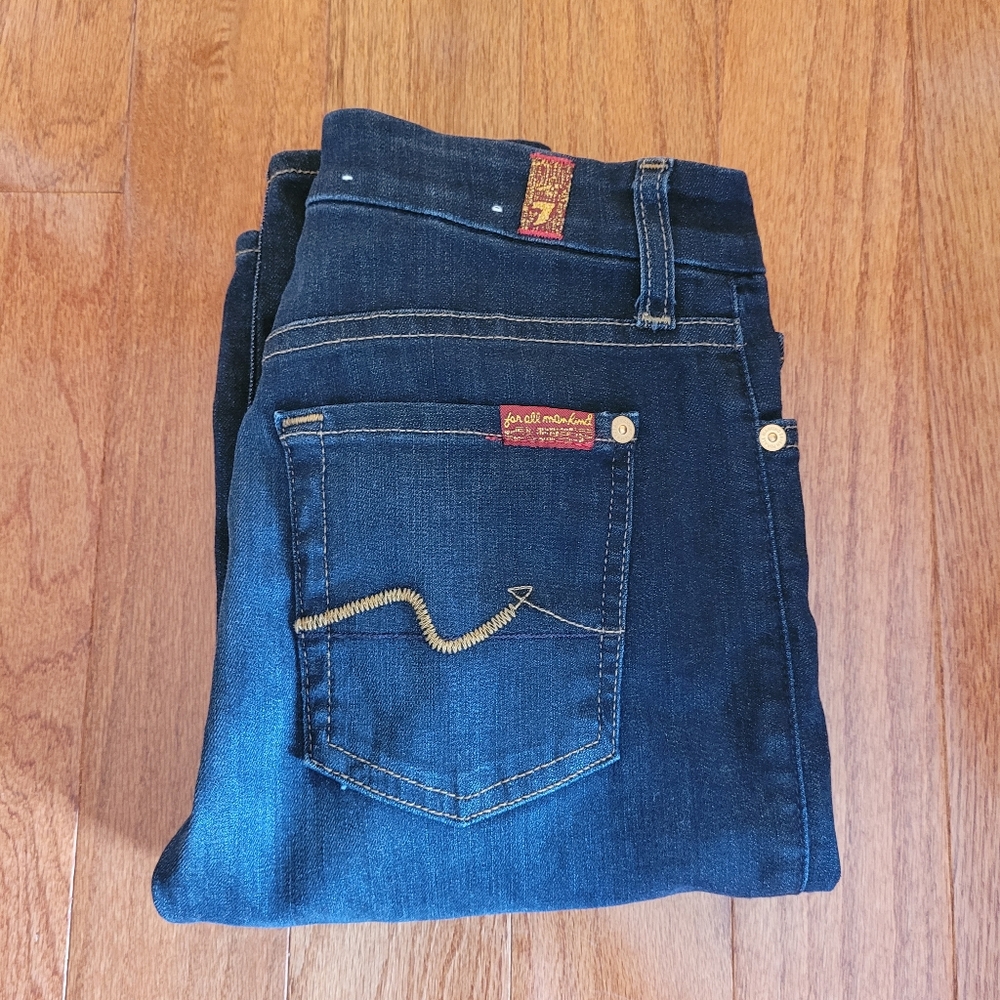 7 for all Mankind Women Mid Rise Ankle Skinny Dark Washed Denim 25 Jean LIKE NEW